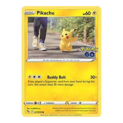 Pikachu 27 (PGO) #027/078 Common (Near Mint) Pokemon GO Pokemon: 2022