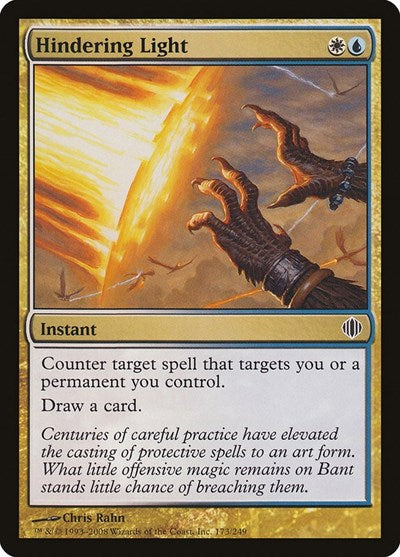 Hindering Light (ALA) #173 Common (Moderately Played) Shards of Alara Magic: The Gathering: 2008