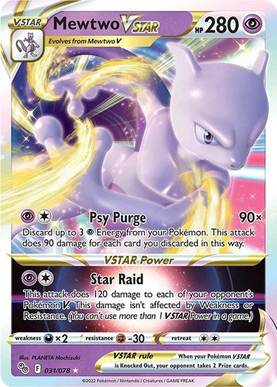 Mewtwo VSTAR (PGO) #031/078 Ultra Rare (Holofoil Near Mint) Pokemon GO Pokemon: 2022