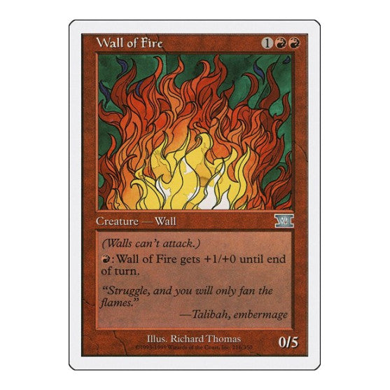 Wall of Fire (6ED) #216 Uncommon (Heavily Played) Classic Sixth Edition Magic: The Gathering: 1999
