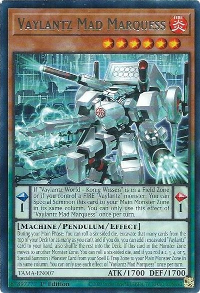 Vaylantz Mad Marquess (TAMA) #TAMA-EN007 Rare (1st Edition Near Mint) Tactical Masters YuGiOh: 2022