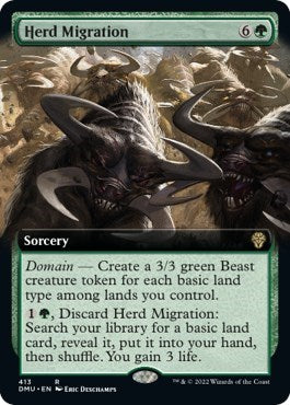 Herd Migration Extended Art (DMU) #413 Rare (Lightly Played) Dominaria United Magic: The Gathering: 2022