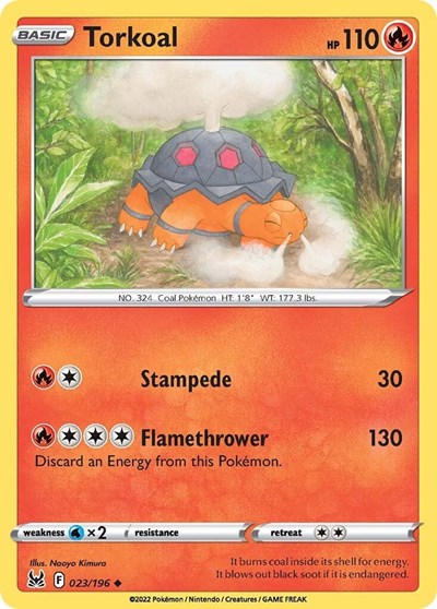 Torkoal (SWSH11) #023/196 Uncommon (Reverse Holofoil Lightly Played) SWSH11: Lost Origin Pokemon: 2022