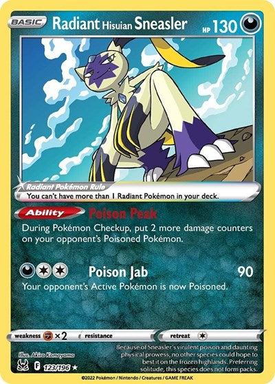 Radiant Hisuian Sneasler (SWSH11) #123/196 Radiant Rare SWSH11: Lost Origin Pokemon: 2022