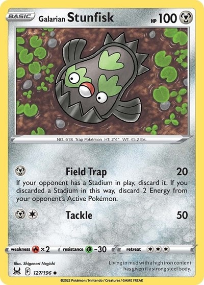 Galarian Stunfisk (SWSH11) #127/196 Uncommon (Reverse Holofoil Moderately Played) SWSH11: Lost Origin Pokemon: 2022