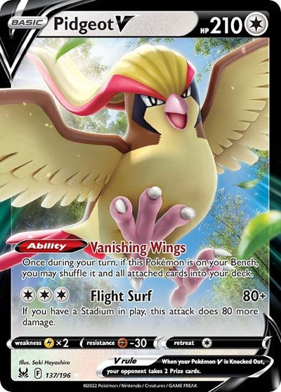 Pidgeot V (SWSH11) #137/196 Ultra Rare (Holofoil Near Mint) SWSH11: Lost Origin Pokemon: 2022