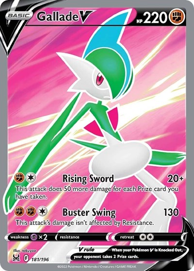Gallade V Full Art (SWSH11) #181/196 Ultra Rare (Holofoil Damaged) SWSH11: Lost Origin Pokemon: 2022