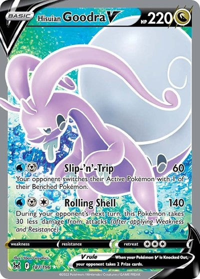 Hisuian Goodra V Full Art (SWSH11) #187/196 Ultra Rare (Holofoil Near Mint) SWSH11: Lost Origin Pokemon: 2022