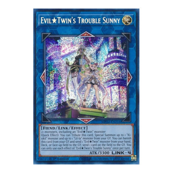 Evil Twins Trouble Sunny (MP22) #MP22-EN216 Prismatic Secret Rare (1st Edition Near Mint) 2022 Tin of the Pharaoh's Gods YuGiOh: 2022