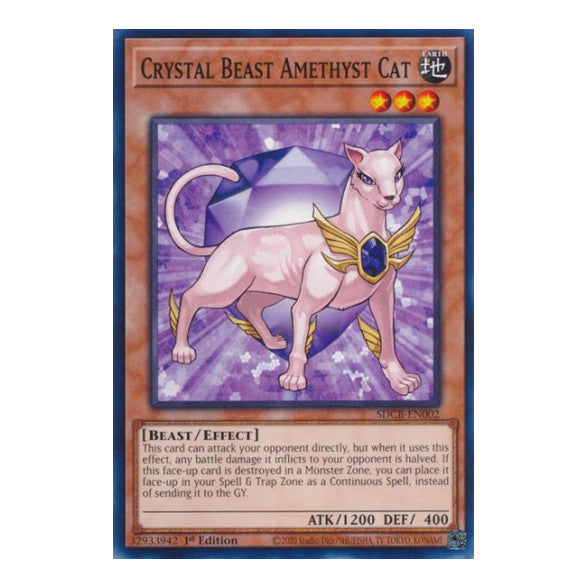 Crystal Beast Amethyst Cat (SDCB) #SDCB-EN002 Common (1st Edition Near Mint) Structure Deck: Legend of the Crystal Beasts YuGiOh: 2022