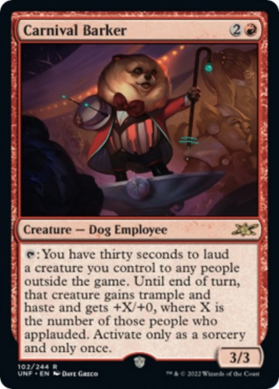 2022 Magic: Unfinity (UNF) - Carnival Barker (#102, Rare)