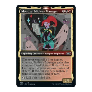Monoxa, Midway Manager (Showcase) (Galaxy Foil) (UNF) #516 Uncommon (Foil Near Mint) Unfinity Magic: The Gathering: 2022