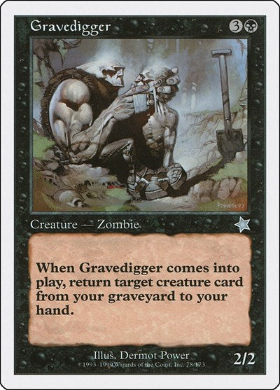 Gravedigger (S99) #78 Uncommon (Moderately Played) Starter 1999 Magic: The Gathering: 1999