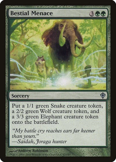 Bestial Menace (WWK) #97 Uncommon Worldwake Magic: The Gathering: 2010