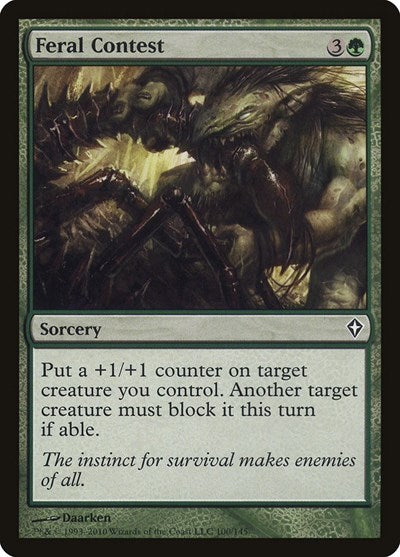 Feral Contest (WWK) #100 Common (Moderately Played) Worldwake Magic: The Gathering: 2010