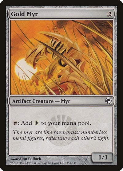 Gold Myr (SOM) #157 Common (Lightly Played) Scars of Mirrodin Magic: The Gathering: 2010