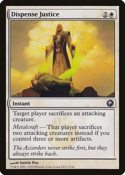 Dispense Justice (SOM) #5 Uncommon (Lightly Played) Scars of Mirrodin Magic: The Gathering: 2010