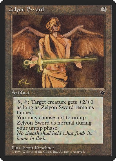Zelyon Sword (FEM) #91 Rare (Moderately Played) Fallen Empires Magic: The Gathering: 1994