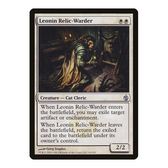 Leonin Relic-Warder (MBS) #10 Uncommon (Lightly Played) Mirrodin Besieged Magic: The Gathering: 2011