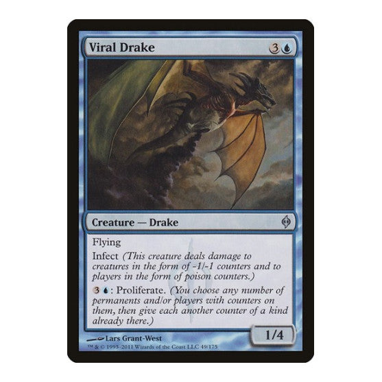 Viral Drake (NPH) #49 Uncommon (Lightly Played) New Phyrexia Magic: The Gathering: 2011