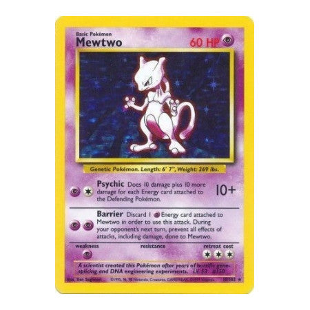 Mewtwo (BS) #010/102 Holo Rare (Holofoil Damaged) Base Set Pokemon: 1999