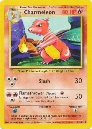 Charmeleon (BS) #024/102 Uncommon Base Set Pokemon: 1999
