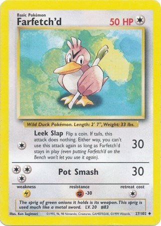 Farfetchd (BS) #027/102 Uncommon Base Set Pokemon: 1999