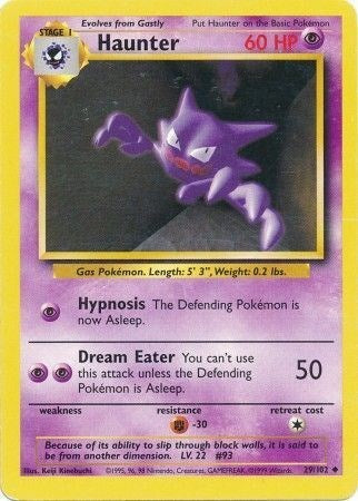 Haunter (BS) #029/102 Uncommon Base Set Pokemon: 1999
