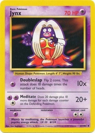 Jynx (BS) #031/102 Uncommon Base Set Pokemon: 1999