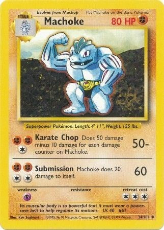 Machoke (BS) #034/102 Uncommon Base Set Pokemon: 1999