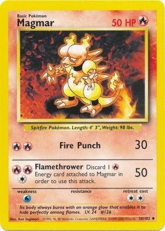 Magmar (BS) #036/102 Uncommon Base Set Pokemon: 1999
