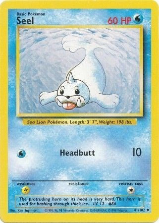 Seel (BS) #041/102 Uncommon Base Set Pokemon: 1999