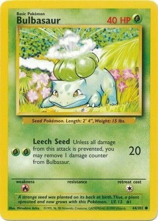 Bulbasaur (BS) #044/102 Common Base Set Pokemon: 1999