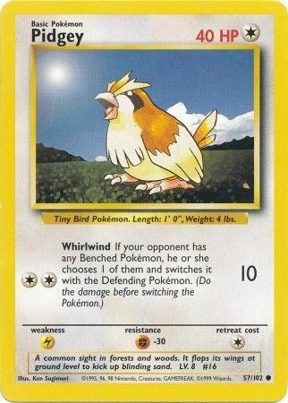 Pidgey (BS) #057/102 Common (Lightly Played) Base Set Pokemon: 1999