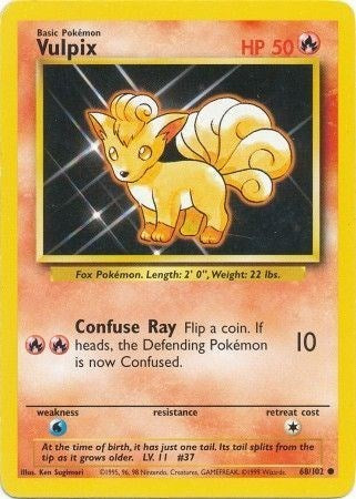 Vulpix (BS) #068/102 Common Base Set Pokemon: 1999