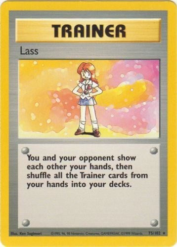 Lass (BS) #075/102 Rare (Damaged) Base Set Pokemon: 1999
