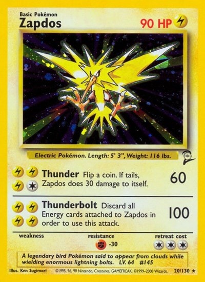 Zapdos (BS2) #020/130 Holo Rare Base Set 2 Pokemon: 2000