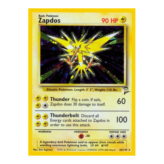 Zapdos (BS2) #020/130 Holo Rare Base Set 2 Pokemon: 2000
