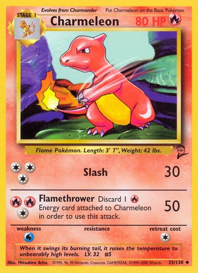 Charmeleon (BS2) #035/130 Uncommon (Lightly Played) Base Set 2 Pokemon: 2000