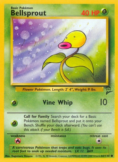 Bellsprout (BS2) #066/130 Common (Lightly Played) Base Set 2 Pokemon: 2000