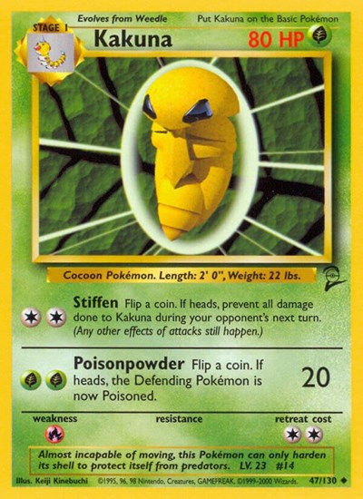 Kakuna (BS2) #047/130 Uncommon (Lightly Played) Base Set 2 Pokemon: 2000