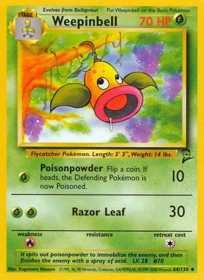 Weepinbell (BS2) #064/130 Uncommon (Lightly Played) Base Set 2 Pokemon: 2000
