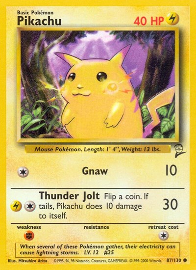 Pikachu (BS2) #087/130 Common (Lightly Played) Base Set 2 Pokemon: 2000