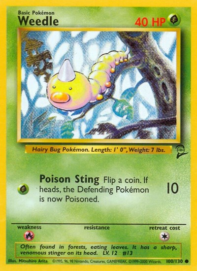 Weedle (BS2) #100/130 Common (Lightly Played) Base Set 2 Pokemon: 2000