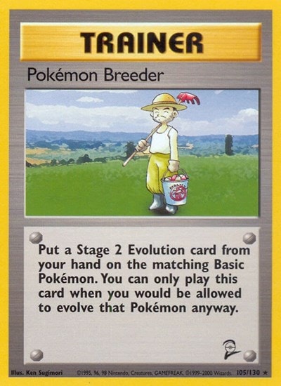 Pokemon Breeder (BS2) #105/130 Rare (Damaged) Base Set 2 Pokemon: 2000