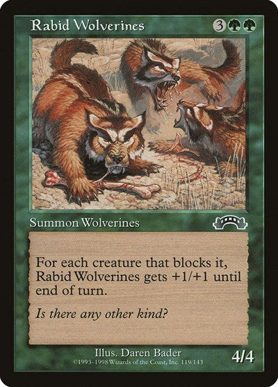Rabid Wolverines (EXO) #119 Common (Moderately Played) Exodus Magic: The Gathering: 1998