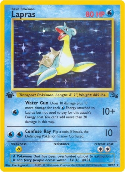 Lapras (10) (FO) #10/62 Holo Rare Fossil Pokemon: 1999