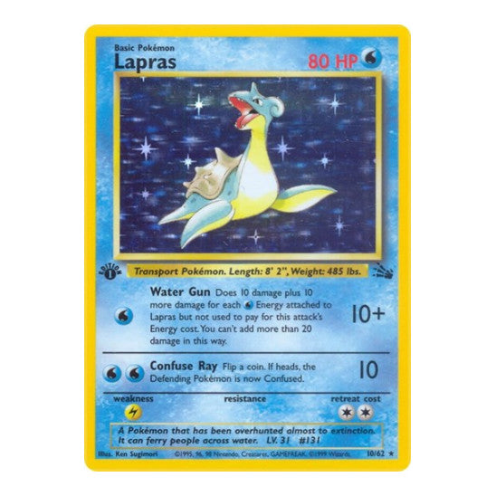 Lapras (10) (FO) #10/62 Holo Rare Fossil Pokemon: 1999