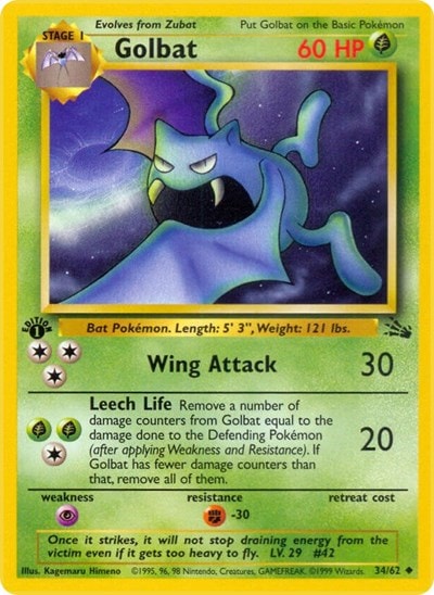 Golbat (FO) #34/62 Uncommon Fossil Pokemon: 1999