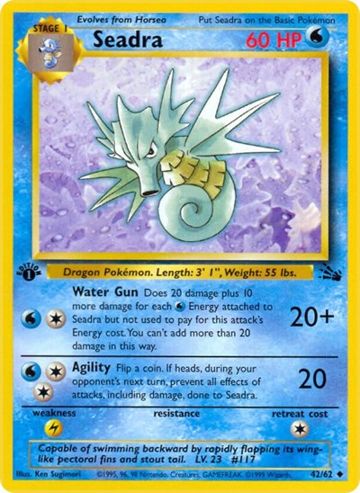 Seadra (FO) #42/62 Uncommon Fossil Pokemon: 1999